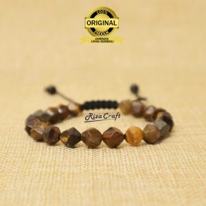 Gelang Batu Rough Tiger Eye Asli