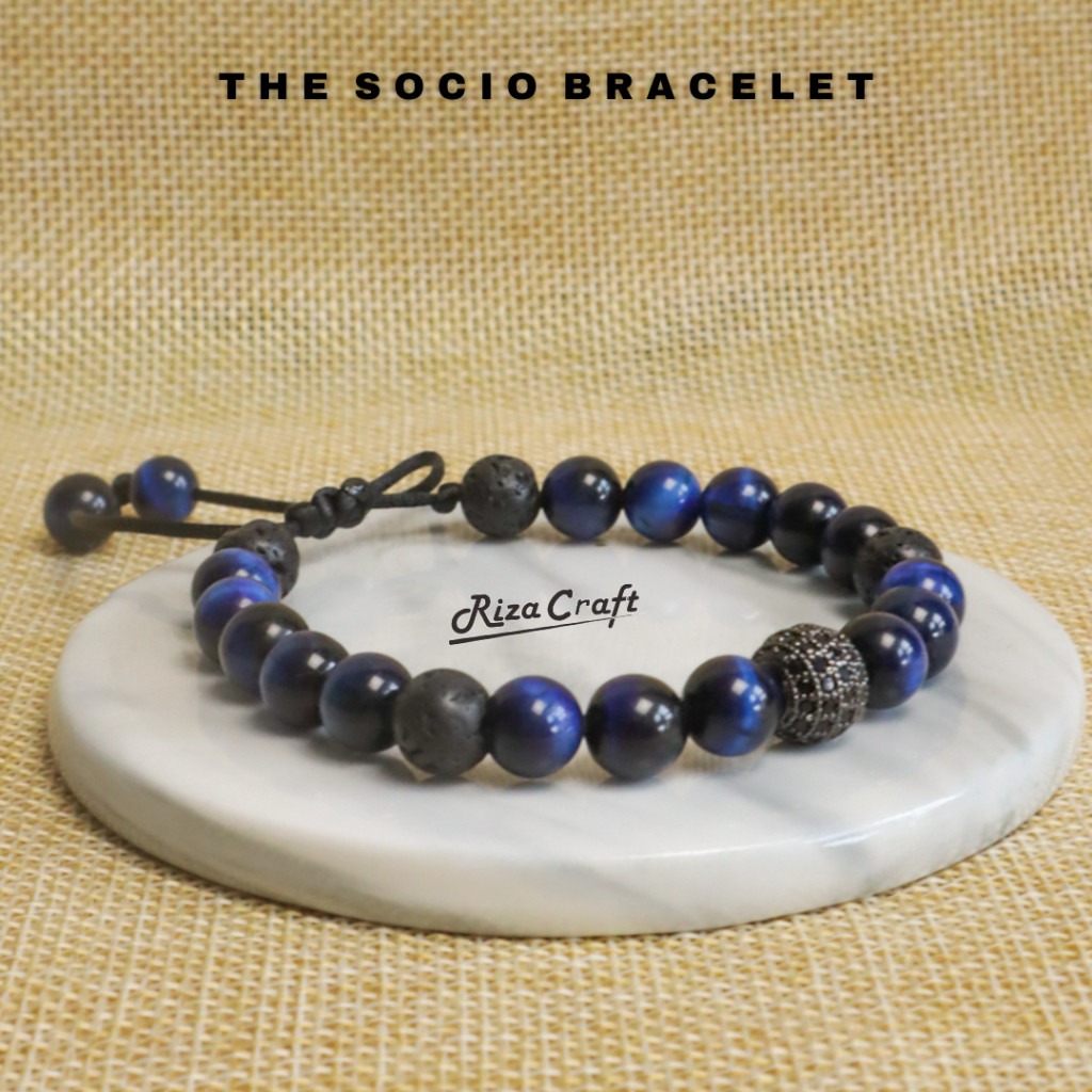Gelang Batu Tiger Eye Biru