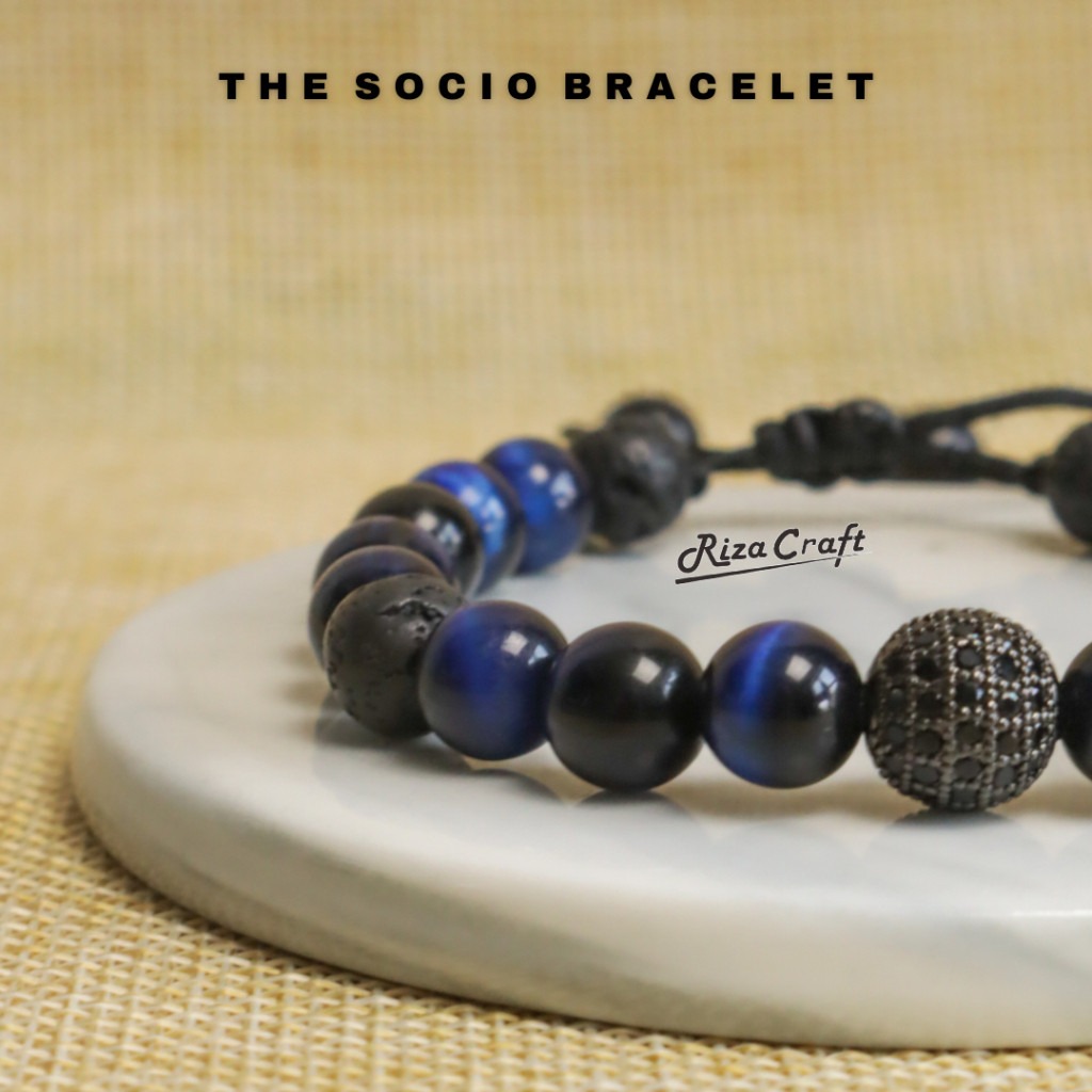 Gelang Batu Tiger Eye Biru