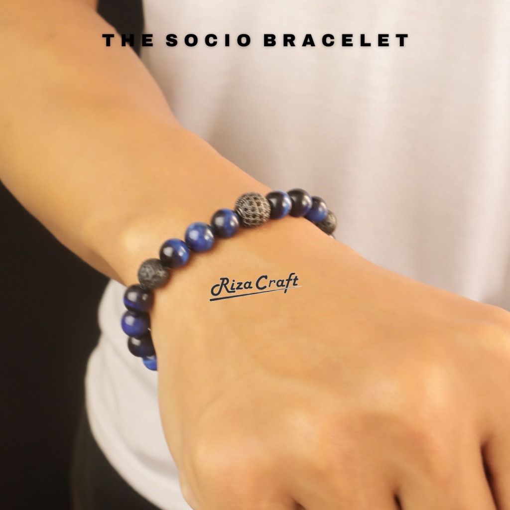 Gelang Batu Tiger Eye Biru