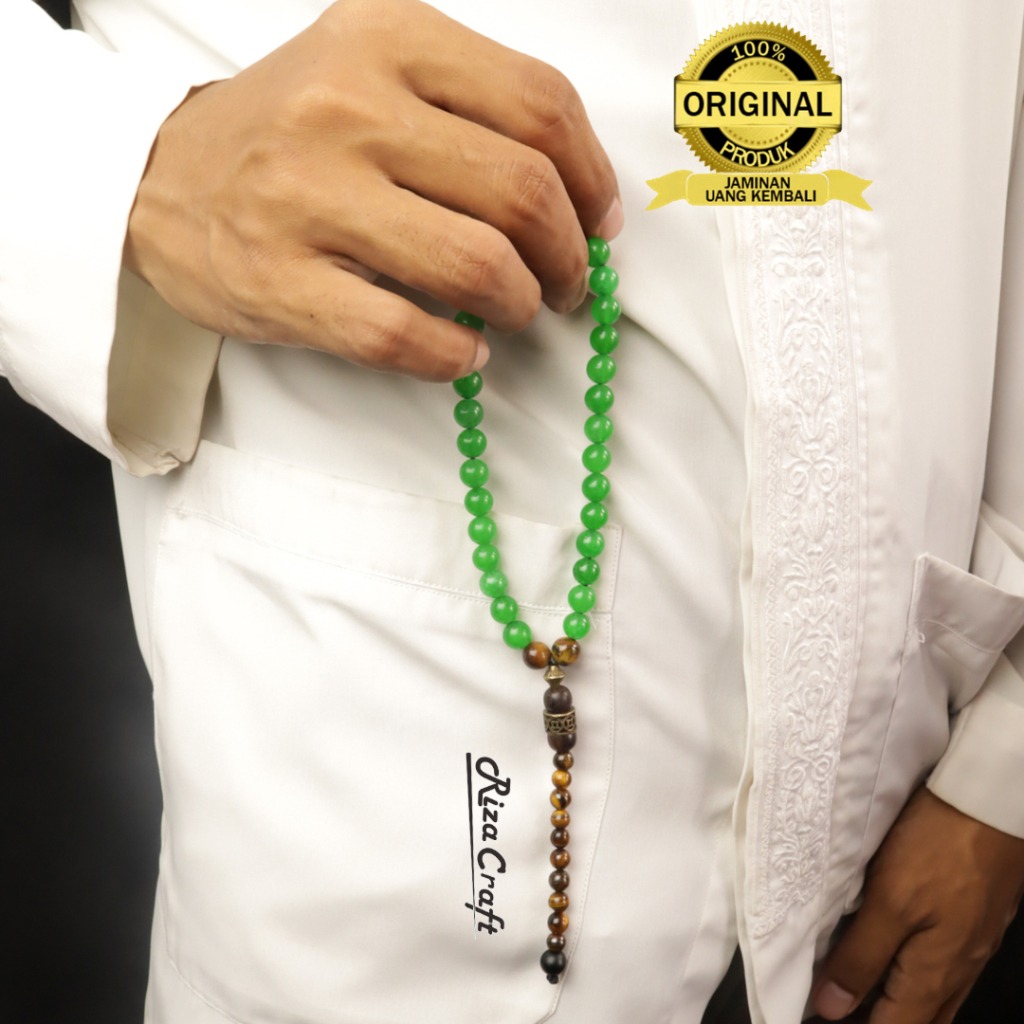 Tasbih Batu Giok Hijau Asli Original