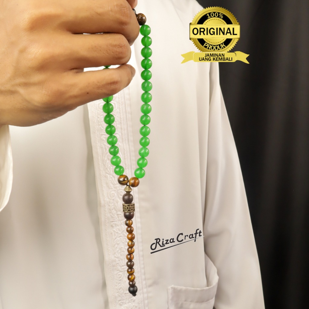 Tasbih Batu Giok Hijau Asli Original