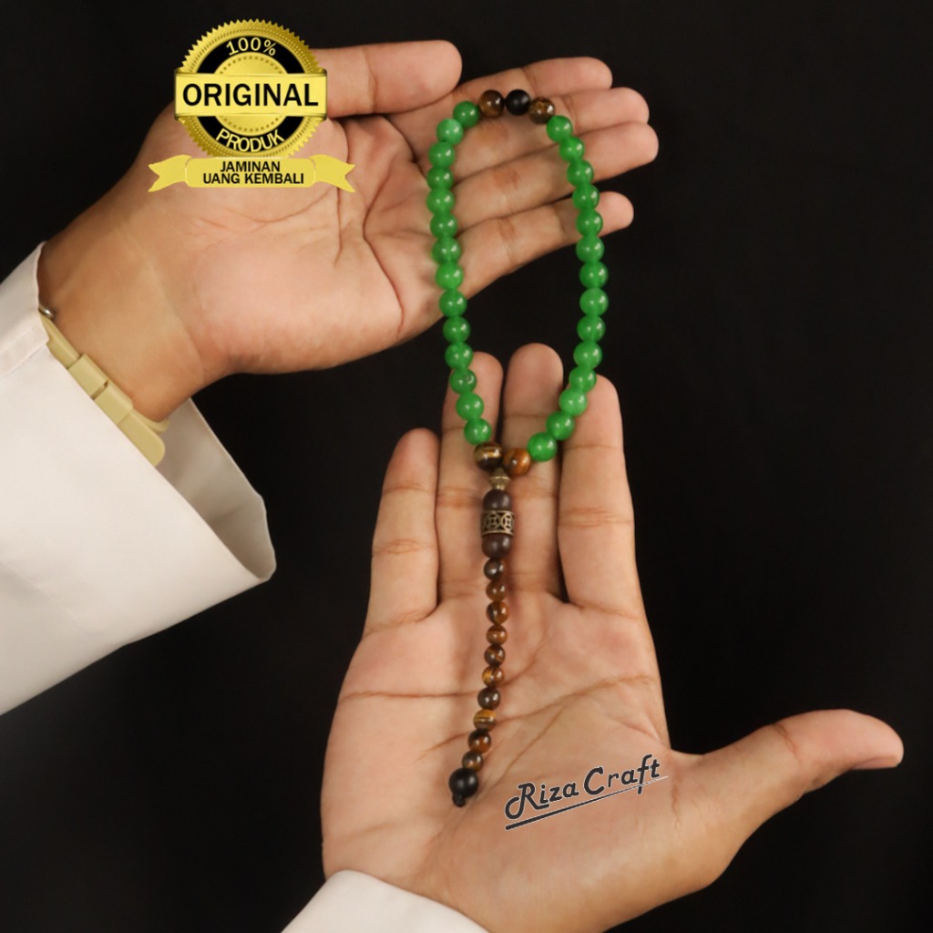 Tasbih Batu Giok Hijau Asli Original