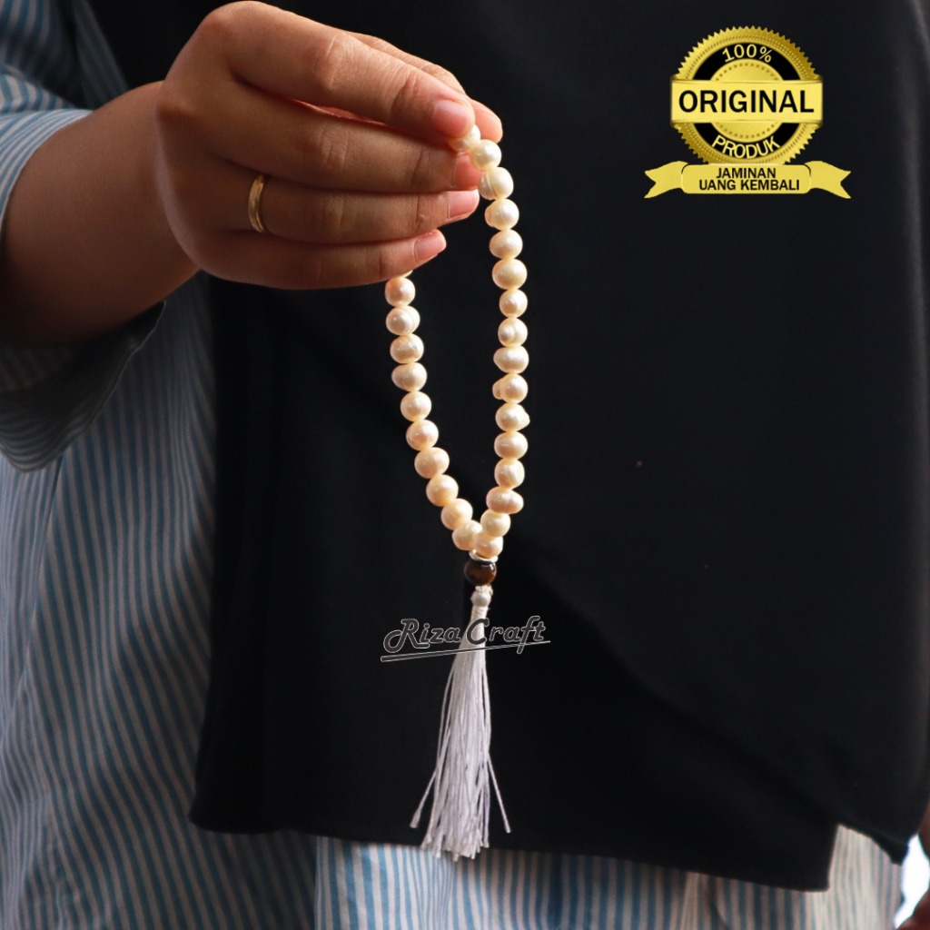 Tasbih Batu Mutiara Putih Asli Laut