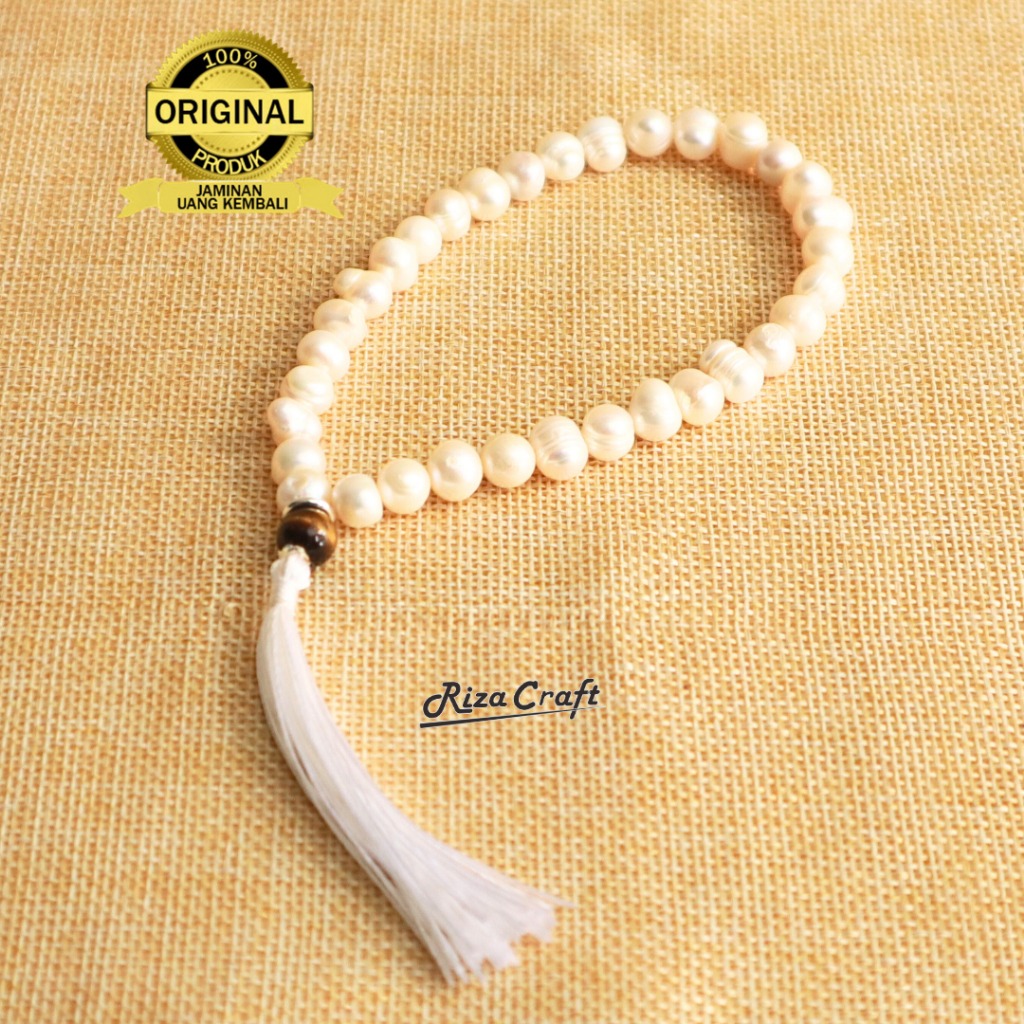 Tasbih Batu Mutiara Putih Asli Laut