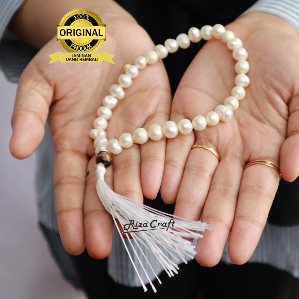 Tasbih Batu Mutiara Putih Asli Laut