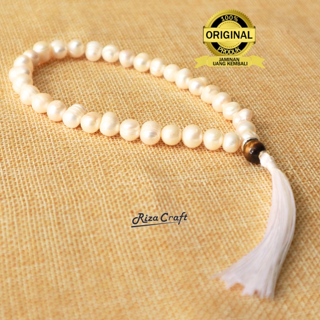 Tasbih Batu Mutiara Putih Asli Laut